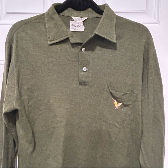 Gruber’s Vintage 1960’s 3- Button Placket Sweater, Size large, Green, Preppy - Picture 3 of 7